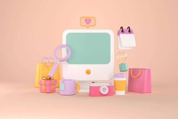 istock 3d rendering of computer and Online shopping. 1296301595