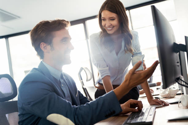 istock Group of business people working together, brainstorming in office 1296303363
