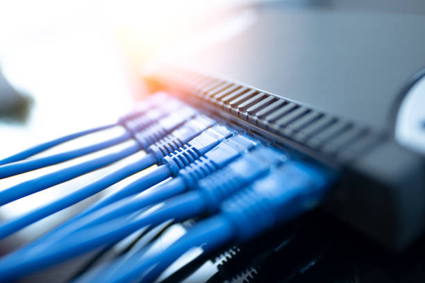 istock Router Wi-Fi close up. Fast internet modem device. 1296308212