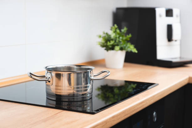 istock Pot in the kitchen on the induction hob 1296308263