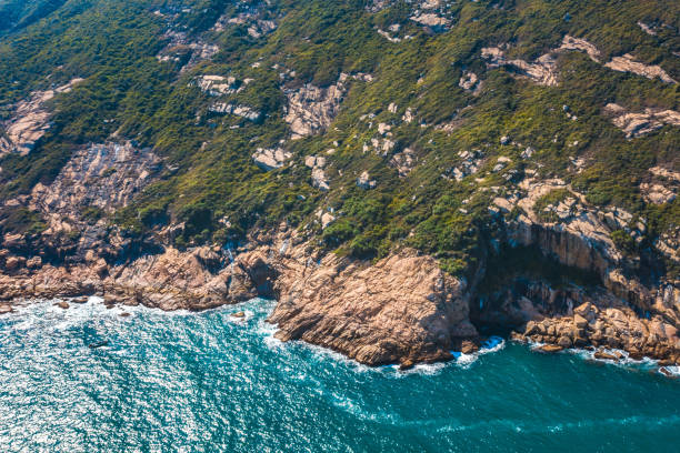 widok drona na shek o, hong kong island - clear sky hong kong island hong kong china zdjęcia i obrazy z banku zdjęć