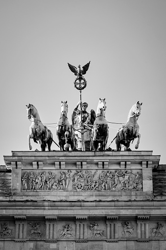 Quadriga statue on Brandenburg Gate in Berlin, Germany