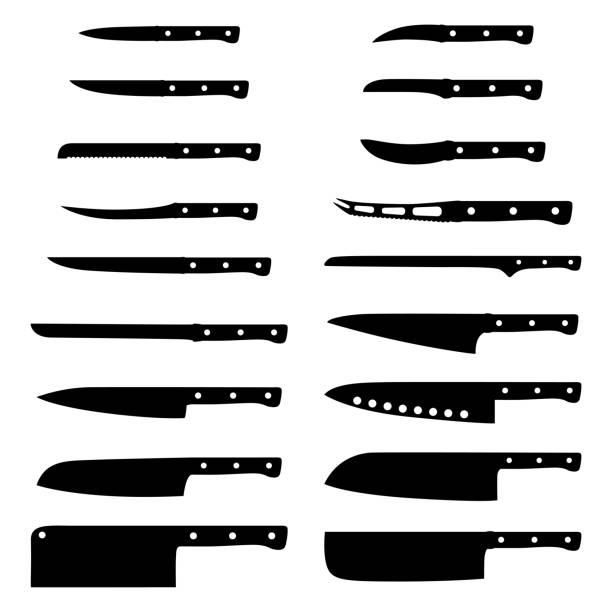 Set of kitchen knives, vector illustration Set of kitchen knives, vector illustration kitchen knife illustrations stock illustrations