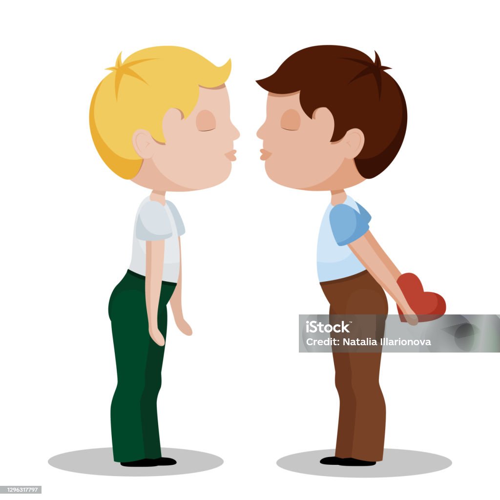 Two Boys Kissing Valentines Day Gay Couple Lgbt Stock Illustration -  Download Image Now - iStock