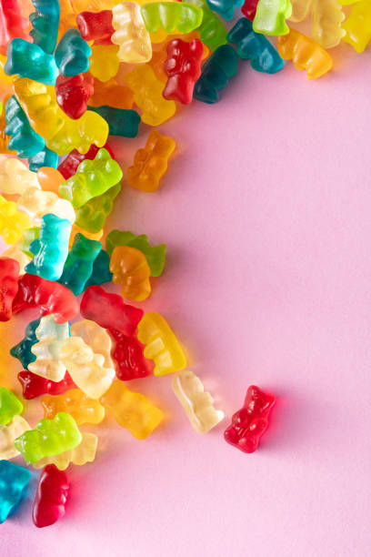 istock Candy: Gummy Bears on Pink Background with Copy Space 1296317984