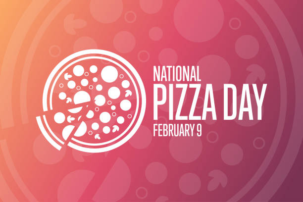 National Pizza Day. February 9. Holiday concept. Template for background, banner, card, poster with text inscription. Vector EPS10 illustration. National Pizza Day. February 9. Holiday concept. Template for background, banner, card, poster with text inscription. Vector EPS10 illustration national landmark stock illustrations