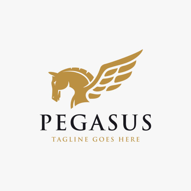 potężna elegancja szablon ilustracji wektora pegasusa na białym tle - pegasus horse symbol mythology stock illustrations