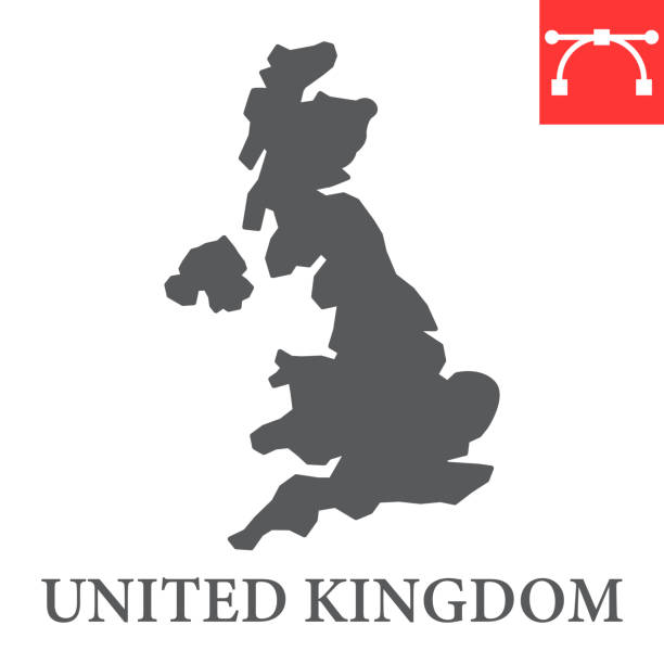 Map of United Kingdom glyph icon, country and geography, Great Britain map sign vector graphics, editable stroke solid icon, eps 10. Map of United Kingdom glyph icon, country and geography, Great Britain map sign vector graphics, editable stroke solid icon, eps 10 uk stock illustrations