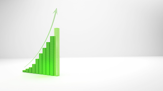 3d render image of a graphic showing  growth. Economic growth /  increase concept.
