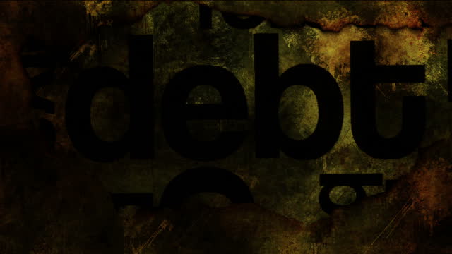 Debt text on grunge background