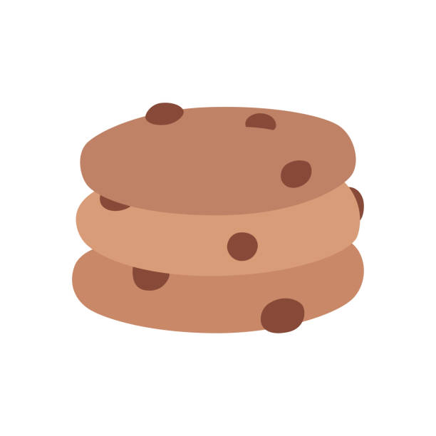 ein stapel haferflocken-kekse mit schokoladenchips. - cookie sugar oatmeal isolated stock-grafiken, -clipart, -cartoons und -symbole