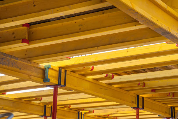 istock Wooden beams on the construction 1296327825
