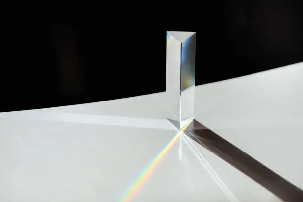 Photo of Transparent prism for light / physics education experiments stock photo