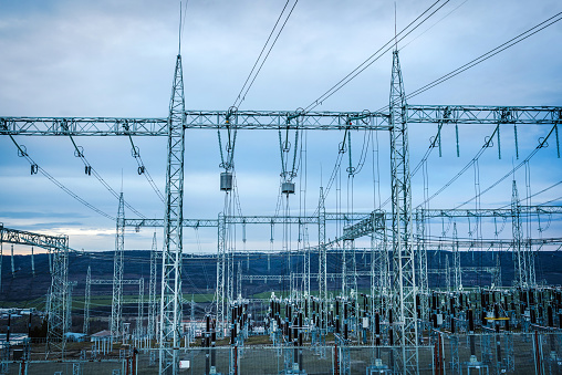 Electric power station / Substation stock photo.