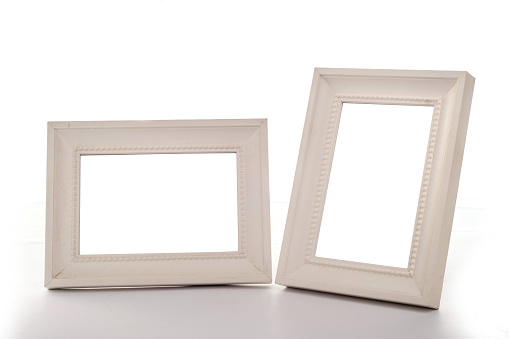 Two White Photo Frames with White Background