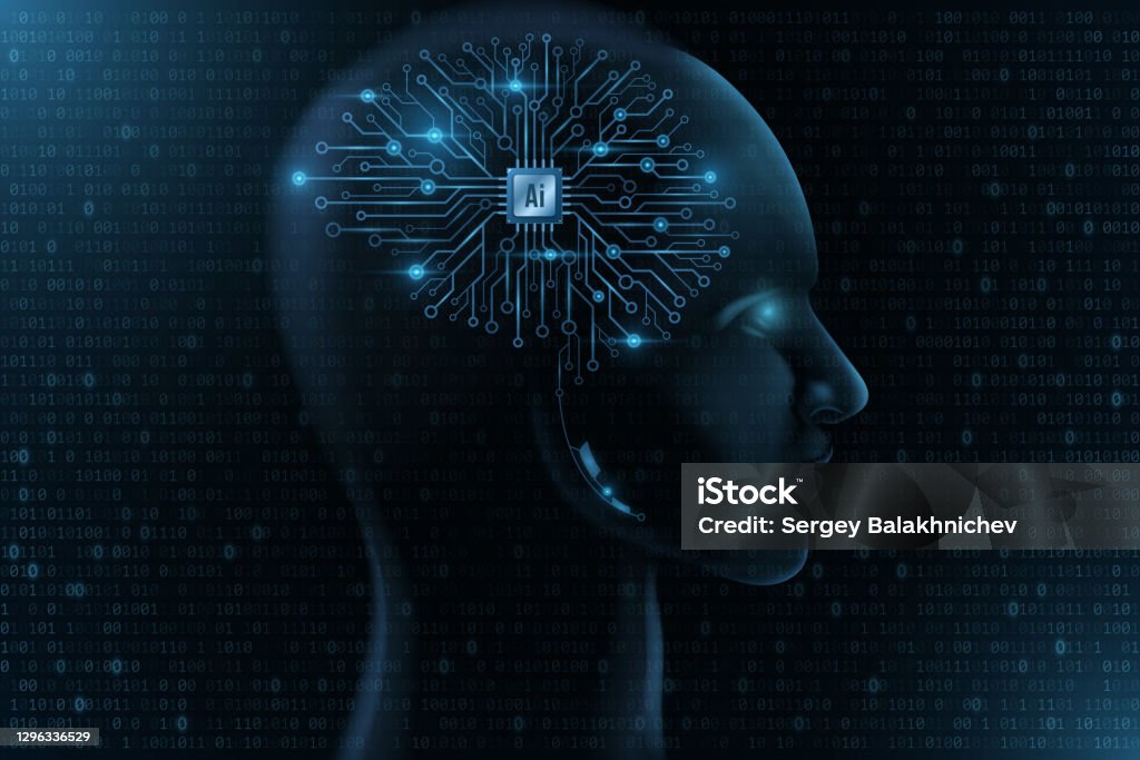 Cyborg Face Model Technological Brain Computer Processor And Circuit ...