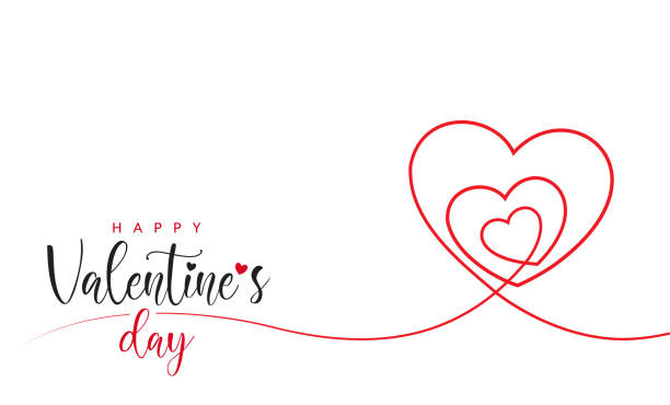 sevgililer günü minimal kalp tasarım kartı - valentines day stock illustrations