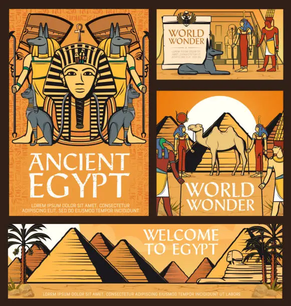 Vector illustration of Ancient Egypt posters vector Great pyramid of Giza