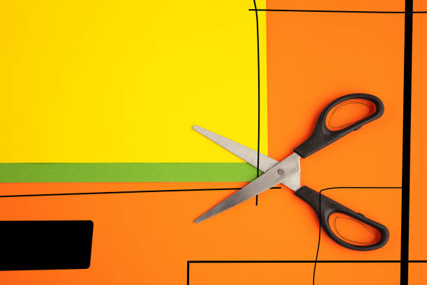 istock Stationery in bright pop colors with visual illusion effect, modern trendy line art 1296345618