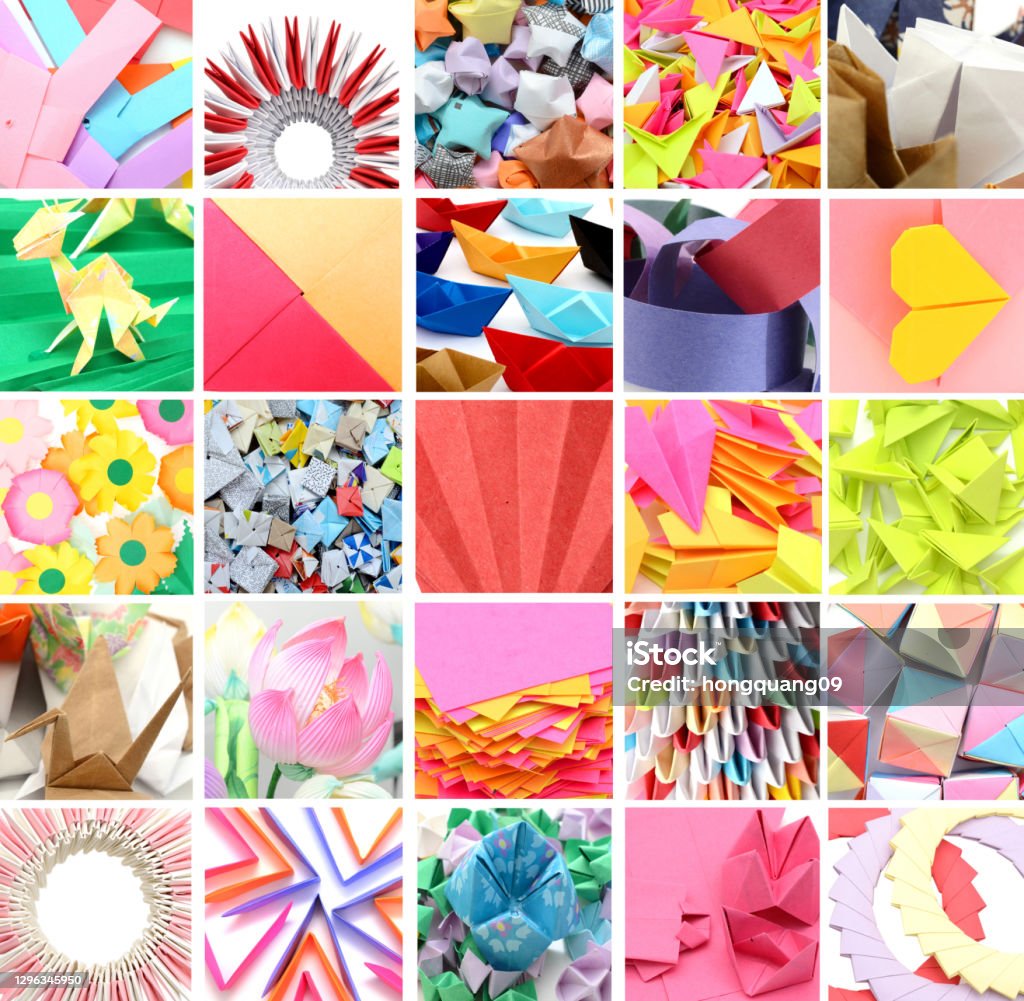 Origami Paper Pattern Texture Set Of Origami Paper Pattern Texture Collection Stock Photo - Download ...