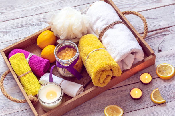 istock set of bathhouse accessories for SPA 1296348143