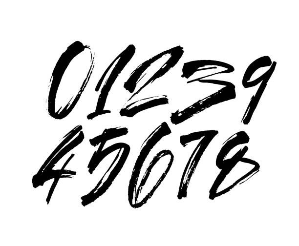 istock set of calligraphic acrylic or ink numbers. ABC for your design, brush lettering on a white background 1296350403