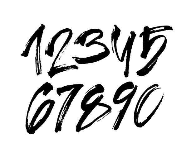 istock set of calligraphic acrylic or ink numbers. ABC for your design, brush lettering on a white background 1296350501
