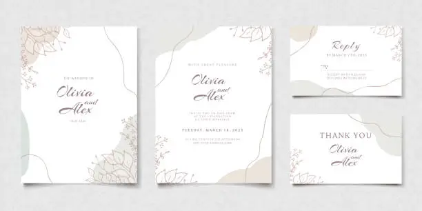 Vector illustration of Elegant Floral Wedding Invitation Card Template
