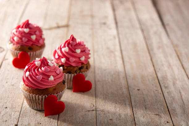 istock Cupcakes decorated with sugar hearts for Valentine's Day 1296353087