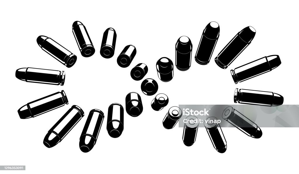 Vector Infinity Sign Made With Revolver Bullets Black And White High  Contrast Tattoo Design Stock Illustration - Download Image Now - iStock