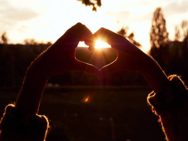 istock Hands in shape of love heart 1296353974