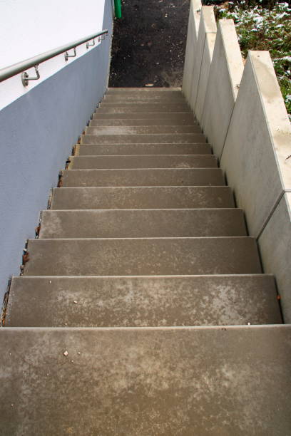 istock Stairs of concrete steps photographed from top to bottom 1296356570