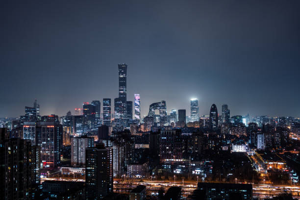 beijing urban skyline en la noche - biological culture outdoors travel destinations architecture fotografías e imágenes de stock