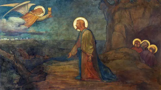 Photo of Prague - The fresco of Jesus in Gethsemane garden in church kostel Svatého Václava.