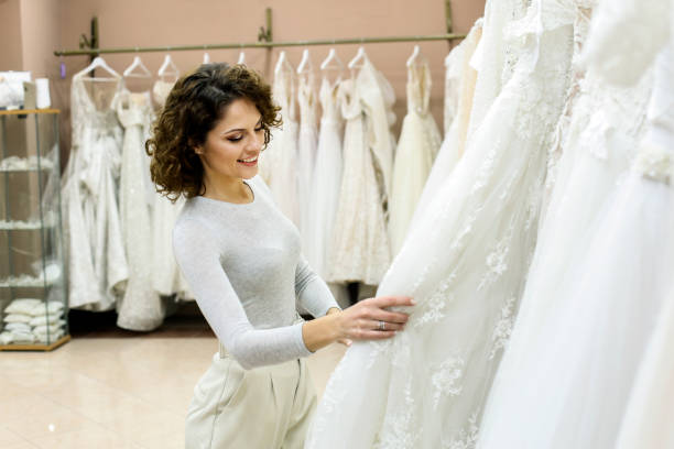 istock Bride searching for a perfect wedding dress 1296361145