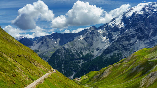 istock Mountain landscape along the road to Stelvio pass at summer. 1296363241