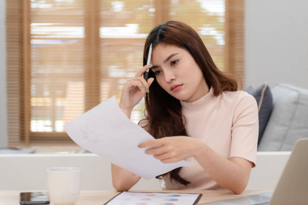 istock Asian beauty Working from home via online computers Has a serious expression is a new normal online activity. Asian beauty Working from home via online computers is a new normal online activity. 1296364420