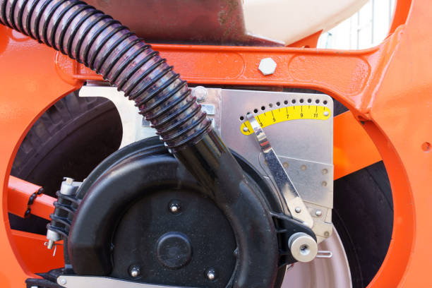 istock Grain feed adjustment device for agricultural seeder. 1296367938