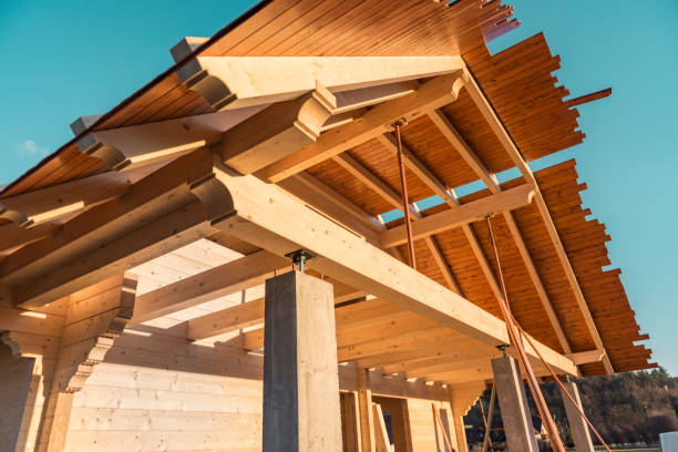 istock Wooden house on construction site 1296374611