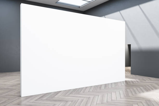 istock Contemporary exhibition interior with copy space on wall. 1296374981