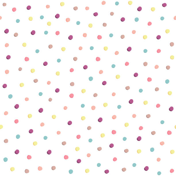 Seamless pastel pattern with polka dots in an abstract style on a white background. Colored pattern, vector illustration. Hand drawn style. Vector drawing. Art print. Seamless pastel pattern with polka dots in an abstract style on a white background. Colored pattern, vector illustration. Hand drawn style. Vector drawing. Art print drawing of pink and black polka dot wallpaper stock illustrations