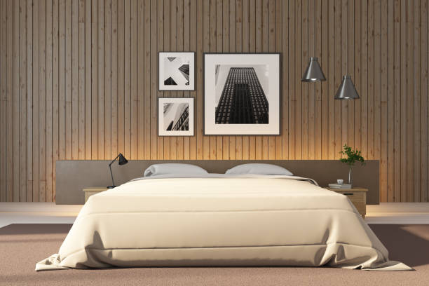 istock Bedroom interior with picture on wall 1296375695