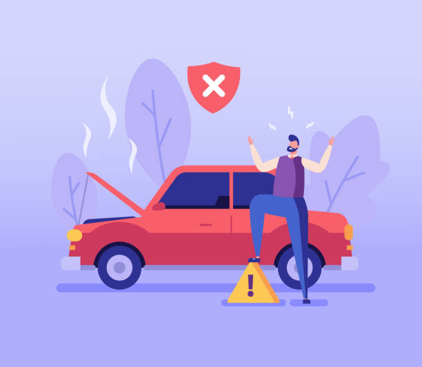 Road Accident Vector illustration. Man in Anger Standing beside Broken Car without Car Insurance. Concept of Car Insurance Services, Protection Property, Road Accident for Web Design, UI, Banners Road Accident Vector illustration. Man in Anger Standing beside Broken Car without Car Insurance. Concept of Car Insurance Services, Protection Property, Road Accident for Web Design, UI, Banners independence document agreement contract stock illustrations