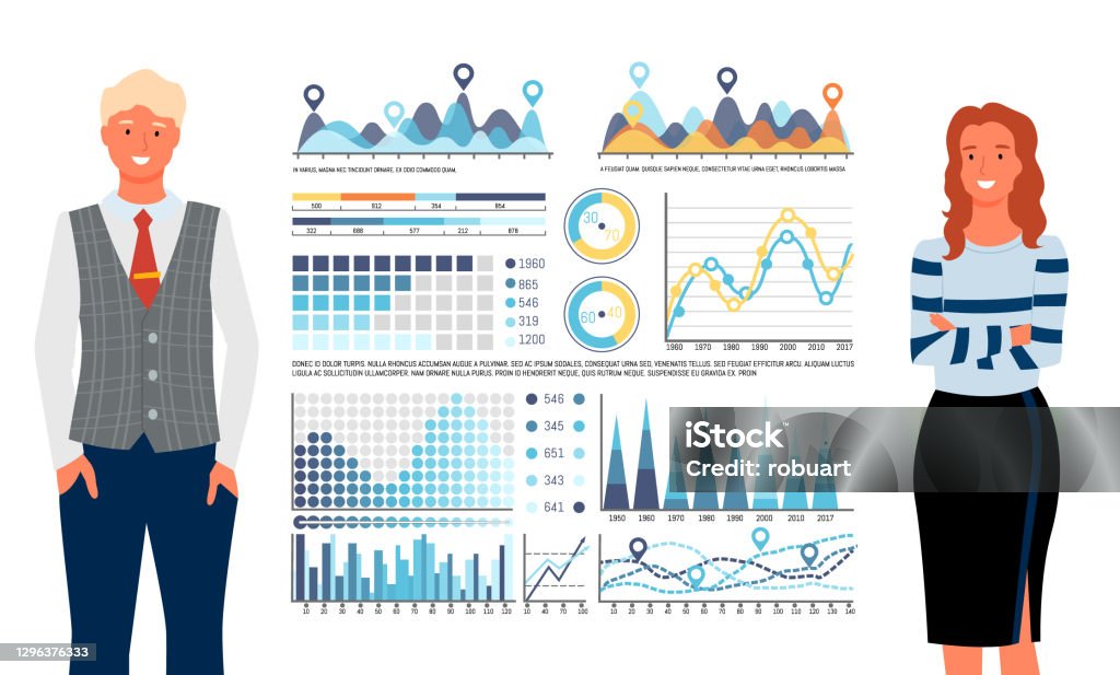Graphs Using People Statistics Graphs And Charts People Analytics Stock Illustration ...