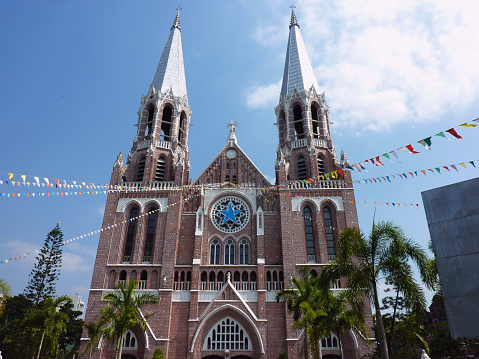 Facade of Saint Mary's Cathedral in Yangon, Myanmar.