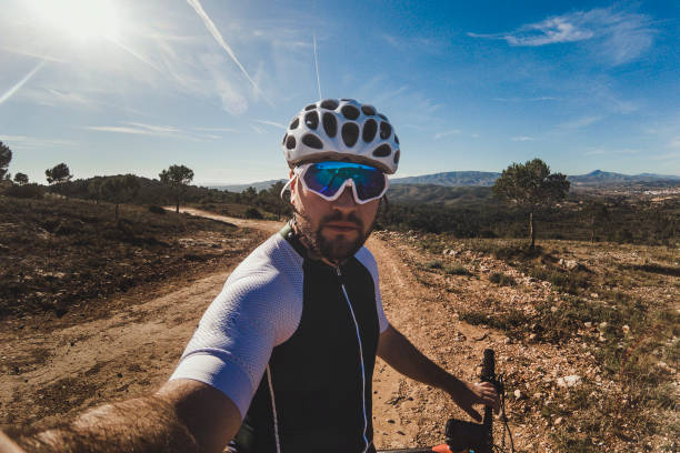 selfie of cyclist in the mountain
