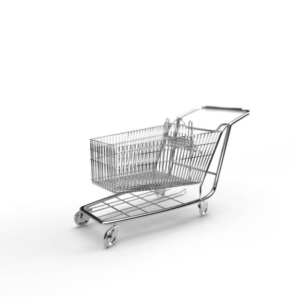 istock Empty shopping cart. 3d rendering, 3d illustration. White background. 1296383902