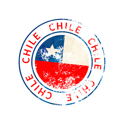 Chile sign, vintage grunge imprint with flag isolated on white
