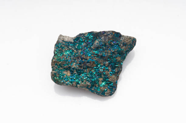 istock Natural stone chalcopyrite on white background 1296386409