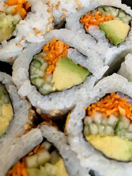 istock Veggie maki sushi roll close-up 1296387876
